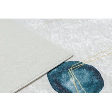 ANDRE 1112 plaunamas kilimas Abstrakcijos vintažas - baltas / mėlyna 1