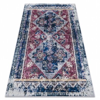 ANDRE 1136 plaunamas kilimas rytietiškas vintage - klaretas / mėlyna