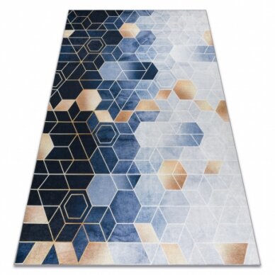 ANDRE 1216 plaunamas kilimas kubas, Geometrinis neslystantis - mėlyna
