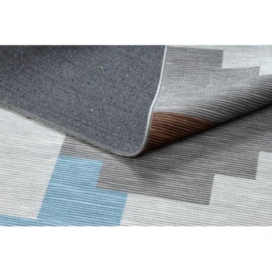 ANTIKA 124 tek kilimas, modernus geometrinis skalbiamas - smėlio spalvos / mėlyna 2