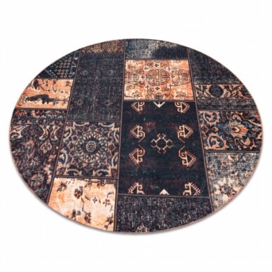 ANTIKA ancient chocolate kilimas ratas, modernus, graikiškas skalbiamas - juodas / terakotos