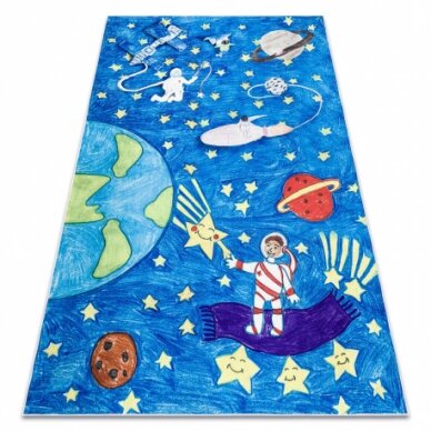 BAMBINO 2265 plaunamas kilimas Kosmosas, raketa vaikams neslystantis - mėlyna