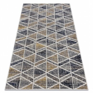 Modernus kilimas MUNDO D7461 rombiniai 3D lauko pilkos/smėlio spalvos