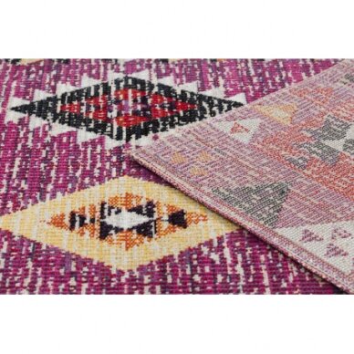 Modernus kilimas MUNDO D7701 rombiniai, boho lauko rožinė / smėlio spalvos 1