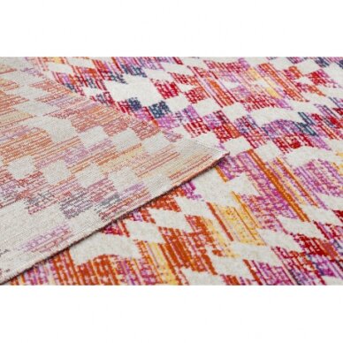 Modernus kilimas MUNDO D7951 rombiniai 3D lauko rožinės / smėlio spalvos 1